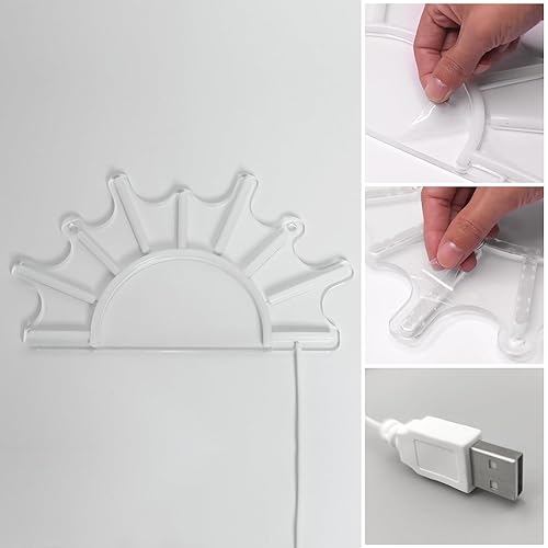 Miniatura 6 de Attivolife Letrero de neón para decoración de pared, luz de neón de puesta de sol amarilla dorada con alimentación USB regulable, luz LED para