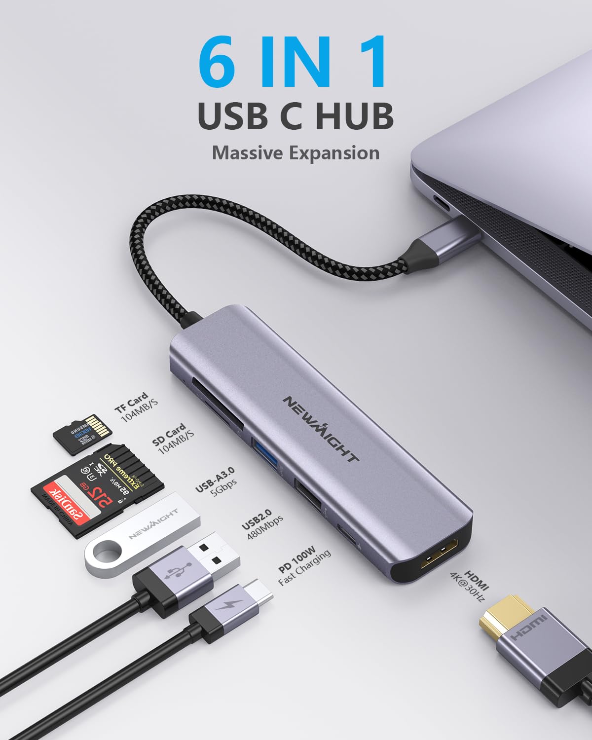 USB Cハブ 4K HDMI、VGE 6イン1 USB CマルチポートUSB Amazon | USB C ハブ 6-in-1 アダプタ タイプc GADEBAO 4k hdmi