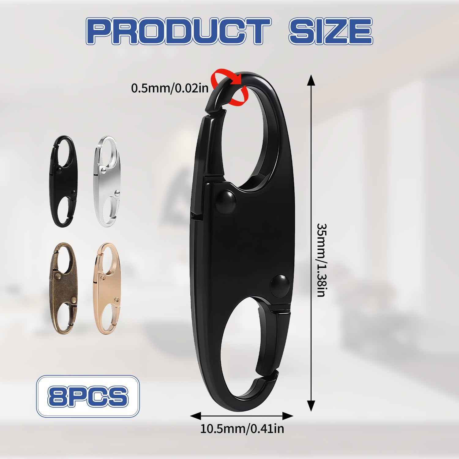 Paquete de 8 Clips con Cremallera pequeños en Forma de S | Mini mosquetón antirrobo de Doble Cara para Bloqueo de Cremalleras de Mochilas, Camping, Pesca, Viajes y Deportes al Aire Libre