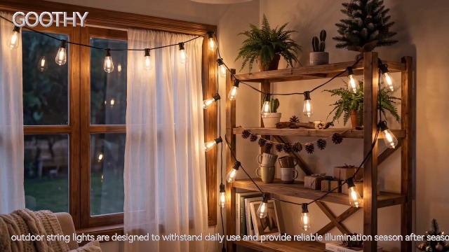 Image of 20FT ST40 LED Outdoor String Lights with 22 Shatterproof Vintage Edison Bulbs, Patio String Lights Waterproof for Backyard Porch Garden Balcony Party Bistro Decorations,2700K Warm White, Black Wire