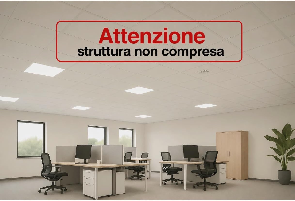 Futurazeta® -Controsoffitto Modulare Pannelli 60x60 cm a Vista, Fonoassorbenti 20 mm, Confezione di 24 Pannelli Copertura 8,64 mq per Uffici, Negozi e Locali