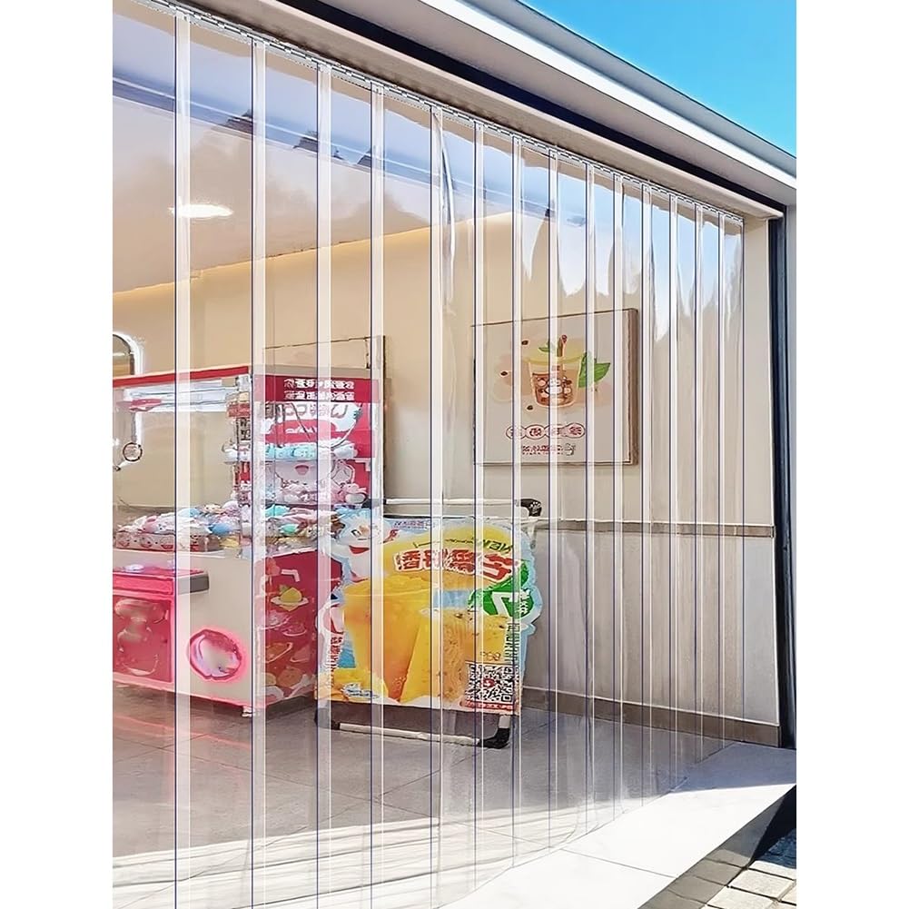 Rideau À Bandes En PVC Transparent - 1,6 mm, Commercial Industriel Rideaux Pour Congélateurs Lamelles Pour Magasins, Usines, Garages, Sur Mesure(300x280cm)