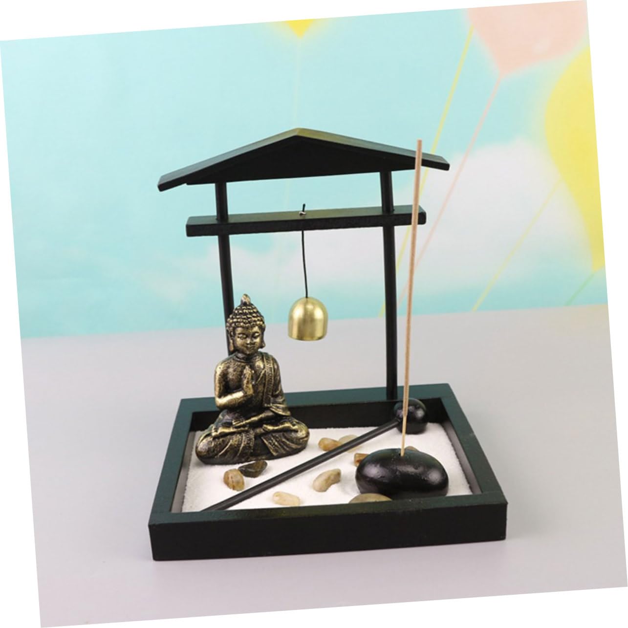 ERINGOGO Desk Sand Garden Decor Mini Zen Garden Buddha Statue Table Decoration for Home Office