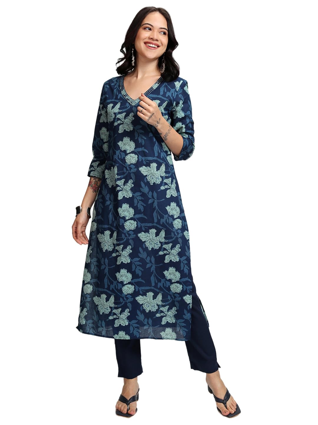 vishudh Women's Cotton Blend Regular Kurta-picture-8
