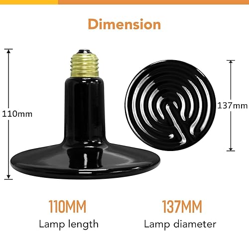 Vista 37 de Simple Deluxe Bombilla de calor para reptiles de 150 W y controlador de termostato digital de 40 a 108 grados Fahrenheit incluido, para mascotas