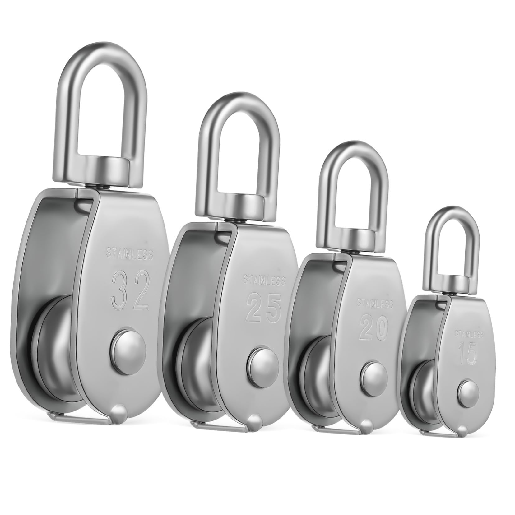 BRIGHTFUFU Heavy Duty Moving Pulleys Pack Single Rope Pulleys Swivel Stainless Steel Easy to Install