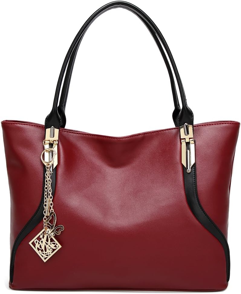 Vegan PU Leather Top Handle Tote Bag For Women Designer Handbags Purse Travel Work OL
