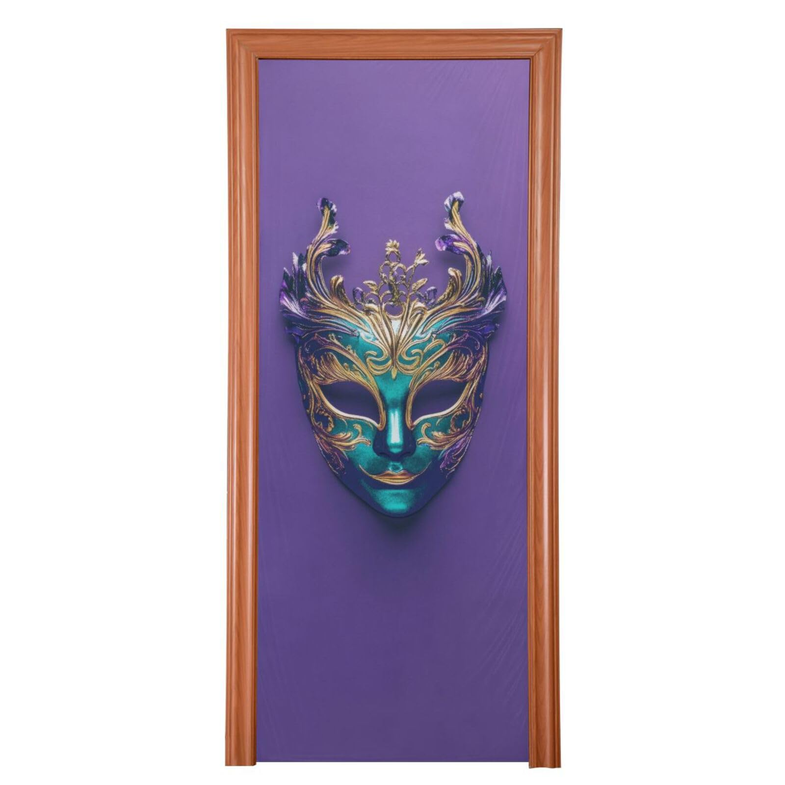 FLildon Mardi Gras Mask Door Cover Decoration, Party Accessory Porch Decor for Festive Ornament Room Door Covers 32 x 79 Inch