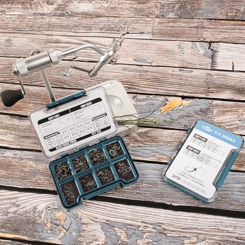 Image of SF 10# 12# 14# 16# Fly Tying Hooks Kit Assortment Micro Barbed High Carbon Steel Standard Dry Curved Nymph Scud Pupa Fly Fishing Hook 240Pcs with Waterproof Magnetic Hook Box