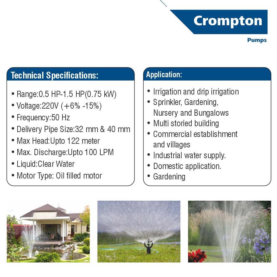 Image of Crompton Borewell Subemersible Pump 0.75 /1KW /HP 7ST 4VO-32 BUE-D SUB PUMP