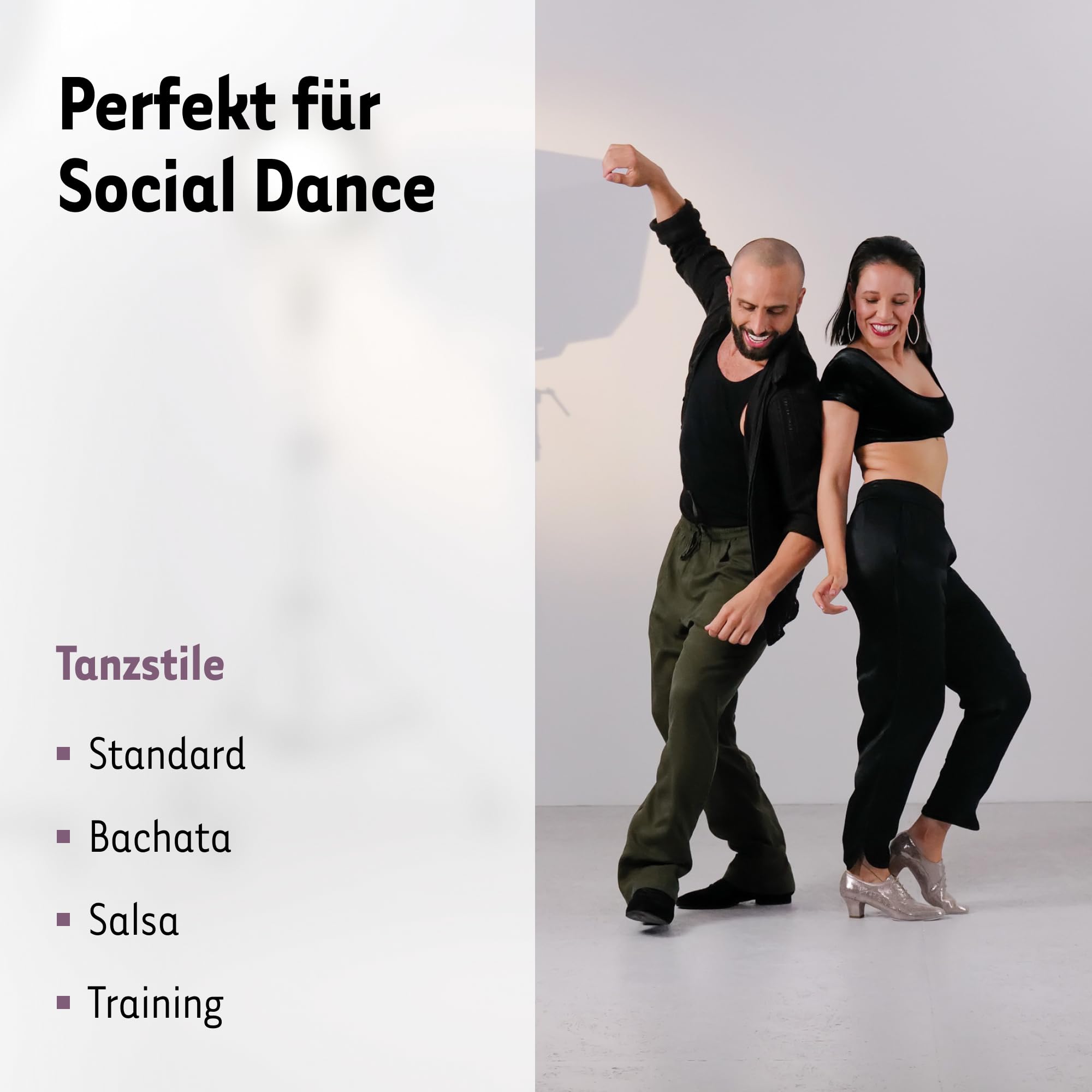 Werner Kern Tanzschuhe Damen Runa | Trainerschuhe Schwarz für Standard, Salsa & Bachata | Absatzschuh (1,5 cm) mit geteilter Sohle | Geschlossen, Veloursleder | Made in Italy | 32-43 EU