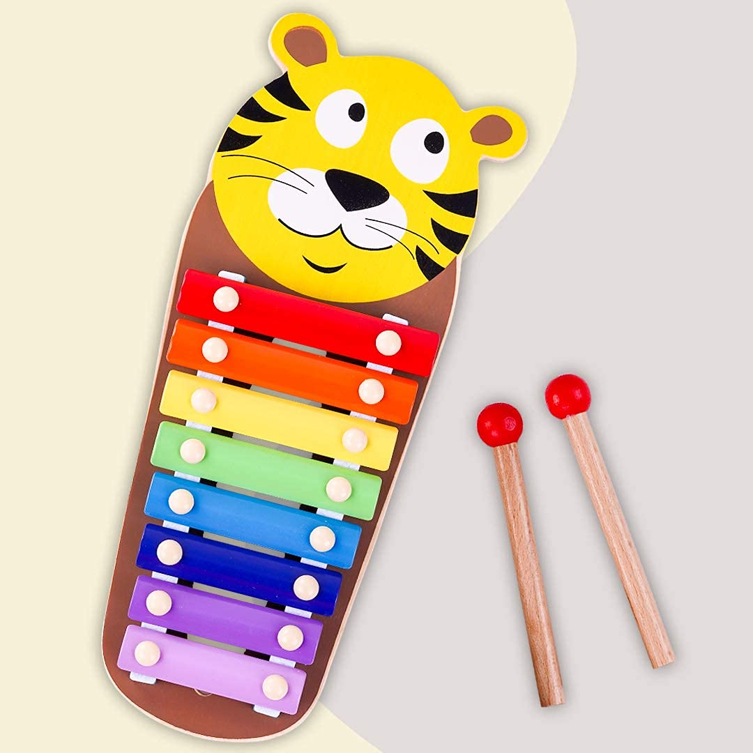 BAYBEEWooden Xylophone Musical Toy for Kids with Knots, Non-Toxic Animal  Shaped Xylophone with Colors, Musical Instrument Toy for Kids, Toys Enhance