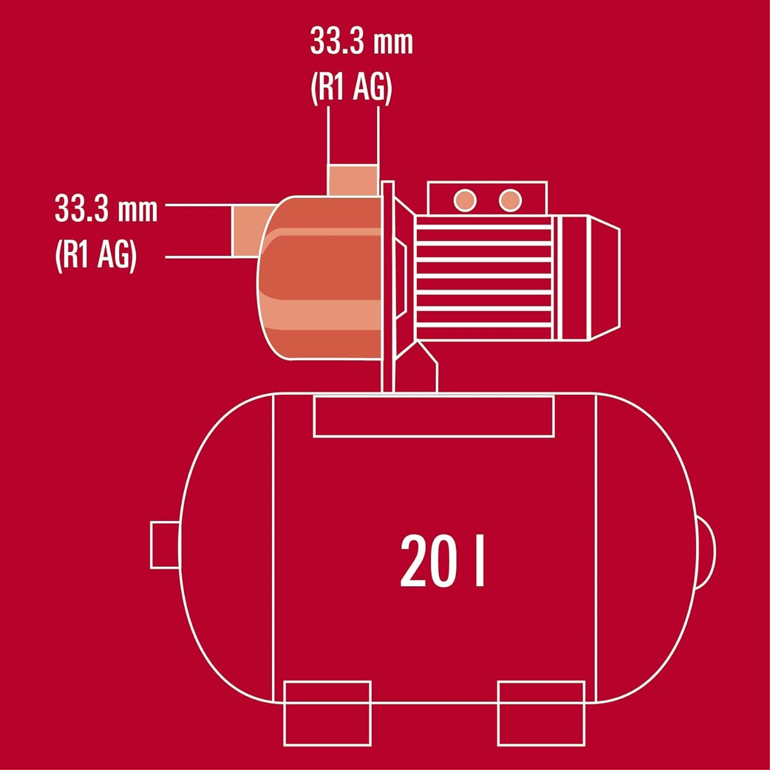 Einhell Groupe de surpression GC-WW 6538 (650 W, Hauteur d'aspiration 8 m, Câble d‘alimentation 1,4 m, Interrupteur à pression)