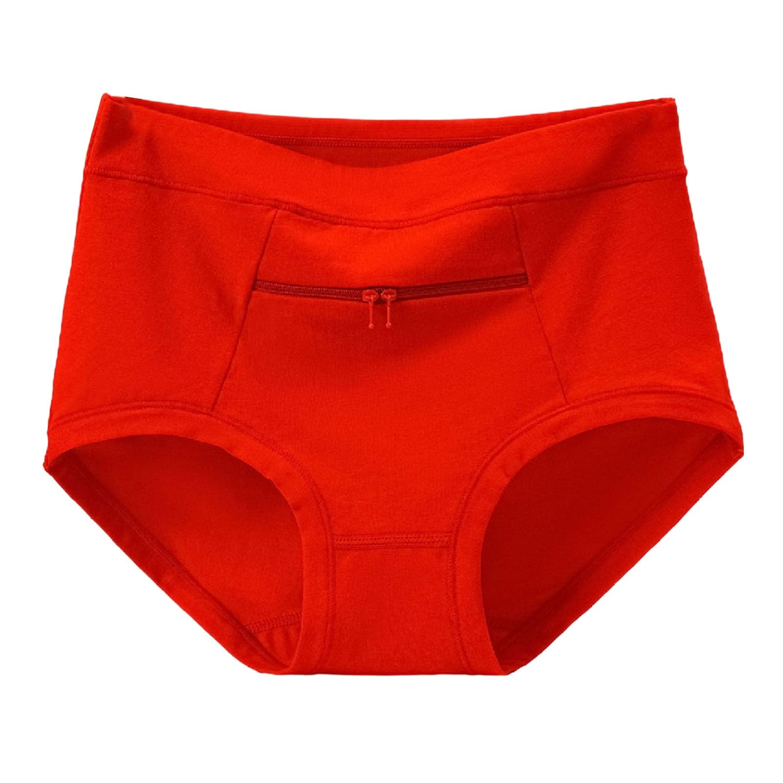 Seamless Briefs with Zipper Pocket Women Underwear Anti-theft High Waist Stretch Breathable Cotton Middle-aged Mom