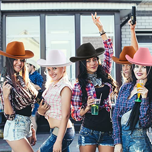 Sgbetter 8 Pack Cowboy Hat Felt Western Hat For Women And Men Cowboy Cowgirl Theme Bachelorette Birthday Party (Brown, Black, Pink, White) #TOP3