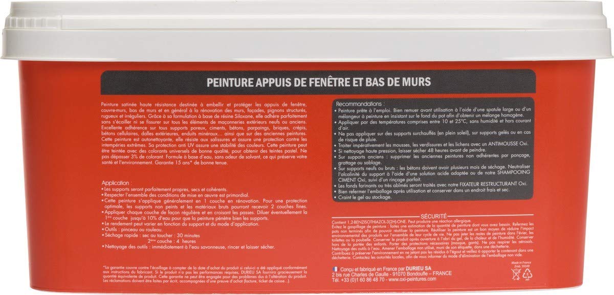 Oxi OXSAF1TP15 Peinture appuis fenêtre 1 L Ton Pierre