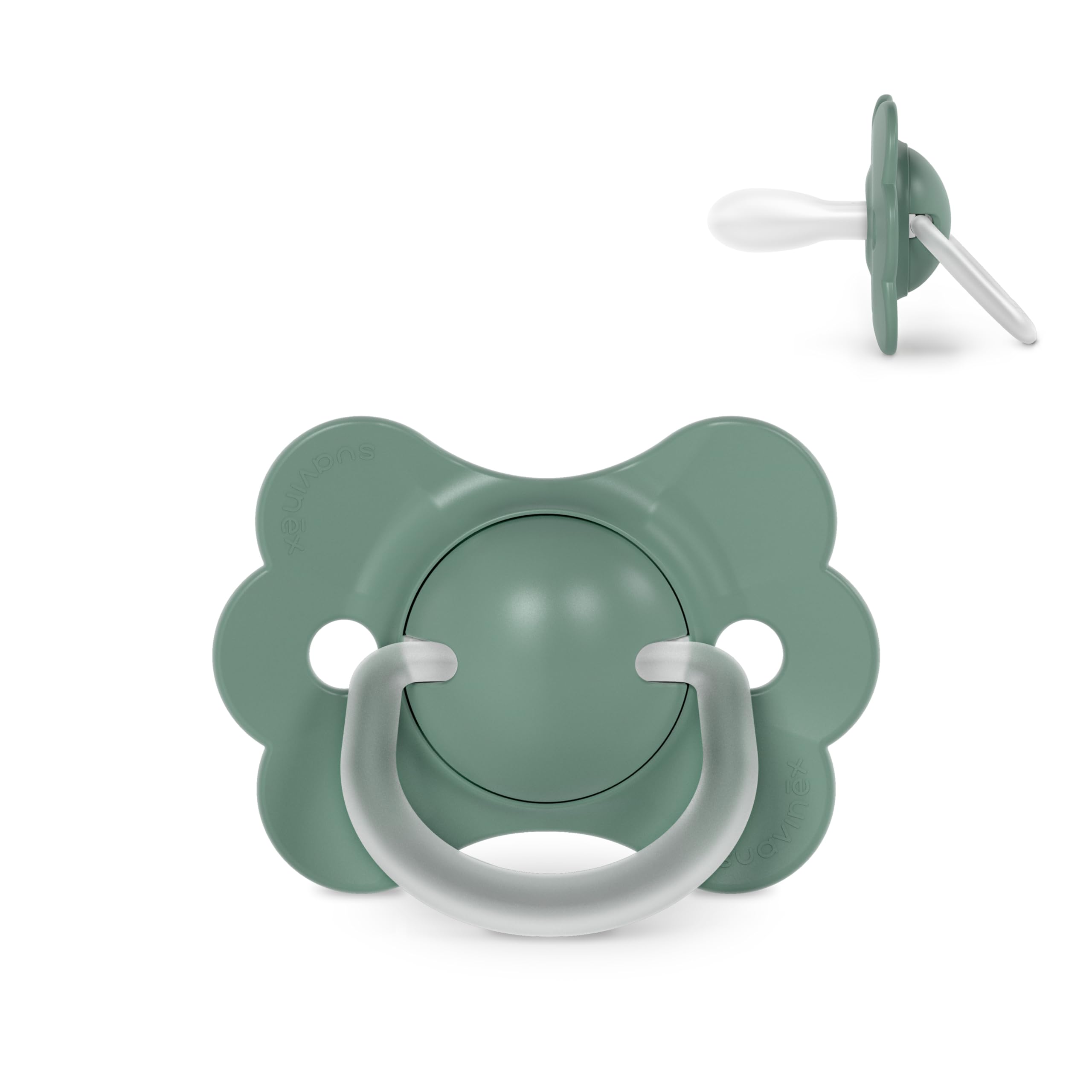 Suavinex, Chupete Bebés 6/18 Meses, con Tetina Fisiológica de Silicona SX Pro, Simétrica, Plana y Flexible, Respeta el Desarrollo Bucodental, con Anilla, Forma que Evita Rozaduras, Wonder Liso Verde - 1