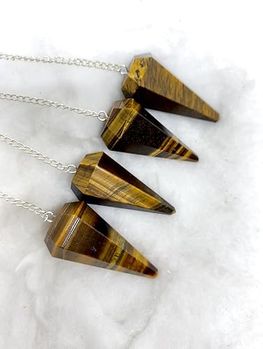 Miniatura 3 de 5 péndulos naturales de ojo de tigre a granel para la curación de chakras de adivinación, regalo ideal con bolsa para llevar y péndulo, tarjetas de