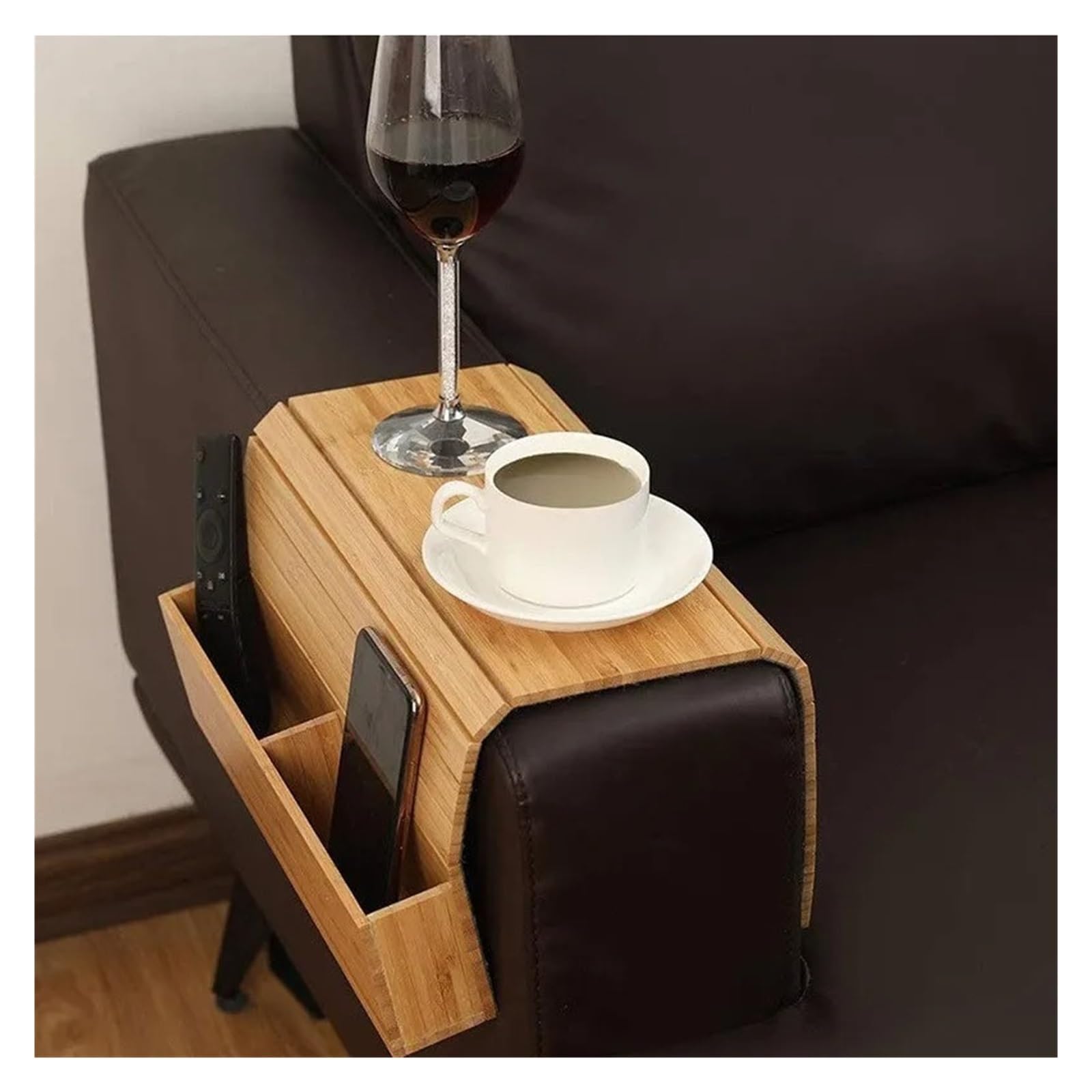 Iopklytf Wood Color Sofa Armrest Organizer Wooden Chair Armrest Cup Holder Tray