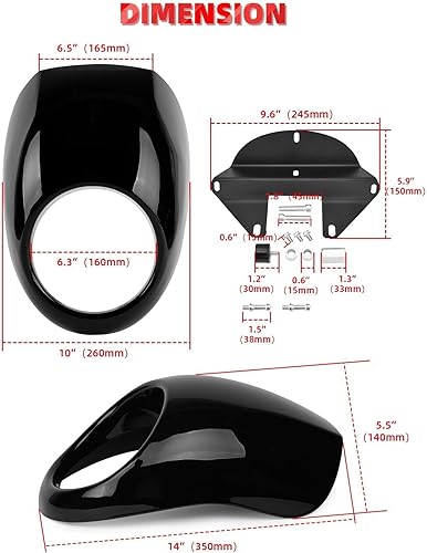 Miniatura 4 de Amazicha Máscara de carenado para faros delanteros negros con horquilla, soporte de visera compatible con Harley Sportster 883 1200 Dyna XLFX
