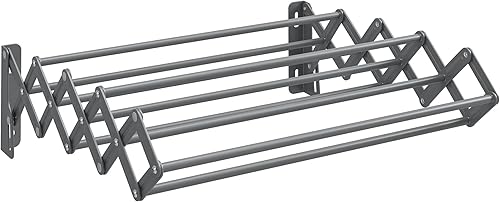 SONGMICS Tendedero de ropa para colgar en la pared, estante para ropa de acordeón, 9 varillas escalonadas para colgar, expandible y retráctil, disponible en Yaxa Venezuela