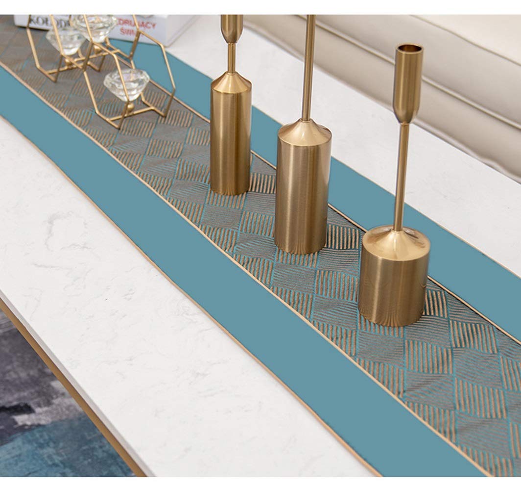 Nordico Runner da tavola - Jacquard Ripple Tassel Table Runner Sala da pranzo Decor Party Nappa Letto Runner Panno per tavolino Decorazione mobile TV(Green1,33x240cm)