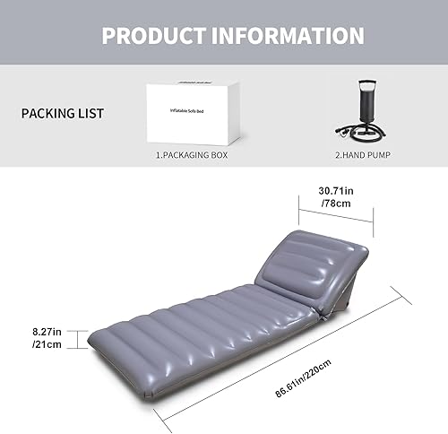 Miniatura 2 de Colchón inflable japonés con bomba  8.26 pulgadas de grosor, plegable y portátil, colchón de aire ajustable para un solo futón para dormir, leer y