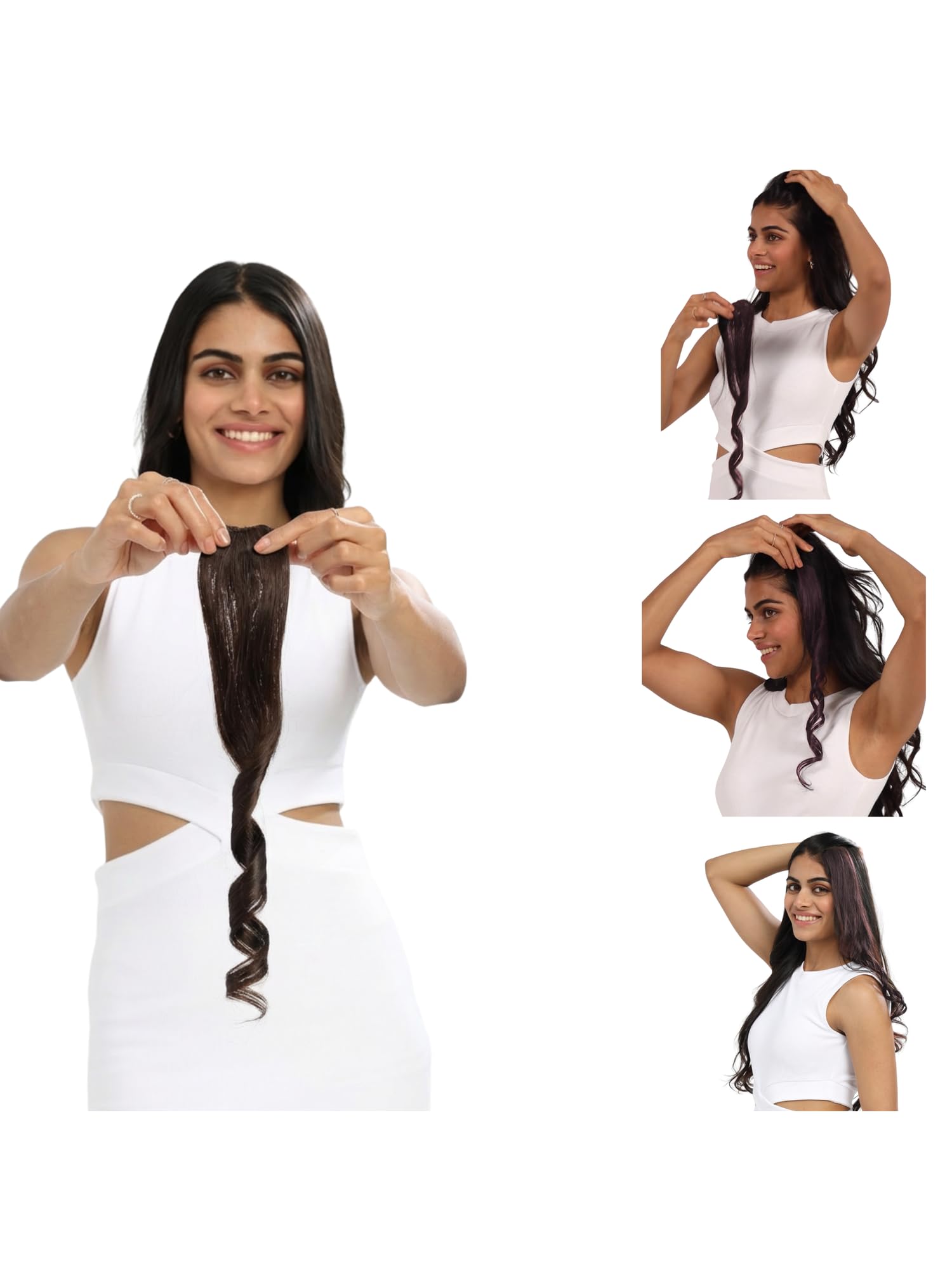 Strands Invisible Hair Patch for Women - Wavy Natural Human Hair Clip-In Side Patches Extensions for Women & Girls | 100% Indian Human Hair - Brown - 10 inch-image-25