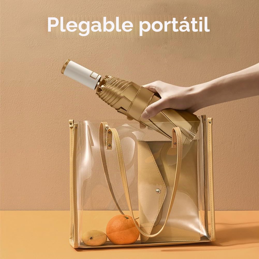 LCY Sombrilla plegable automática anti-UV, tamaño pequeño, ligero, compacto, para sol y lluvia