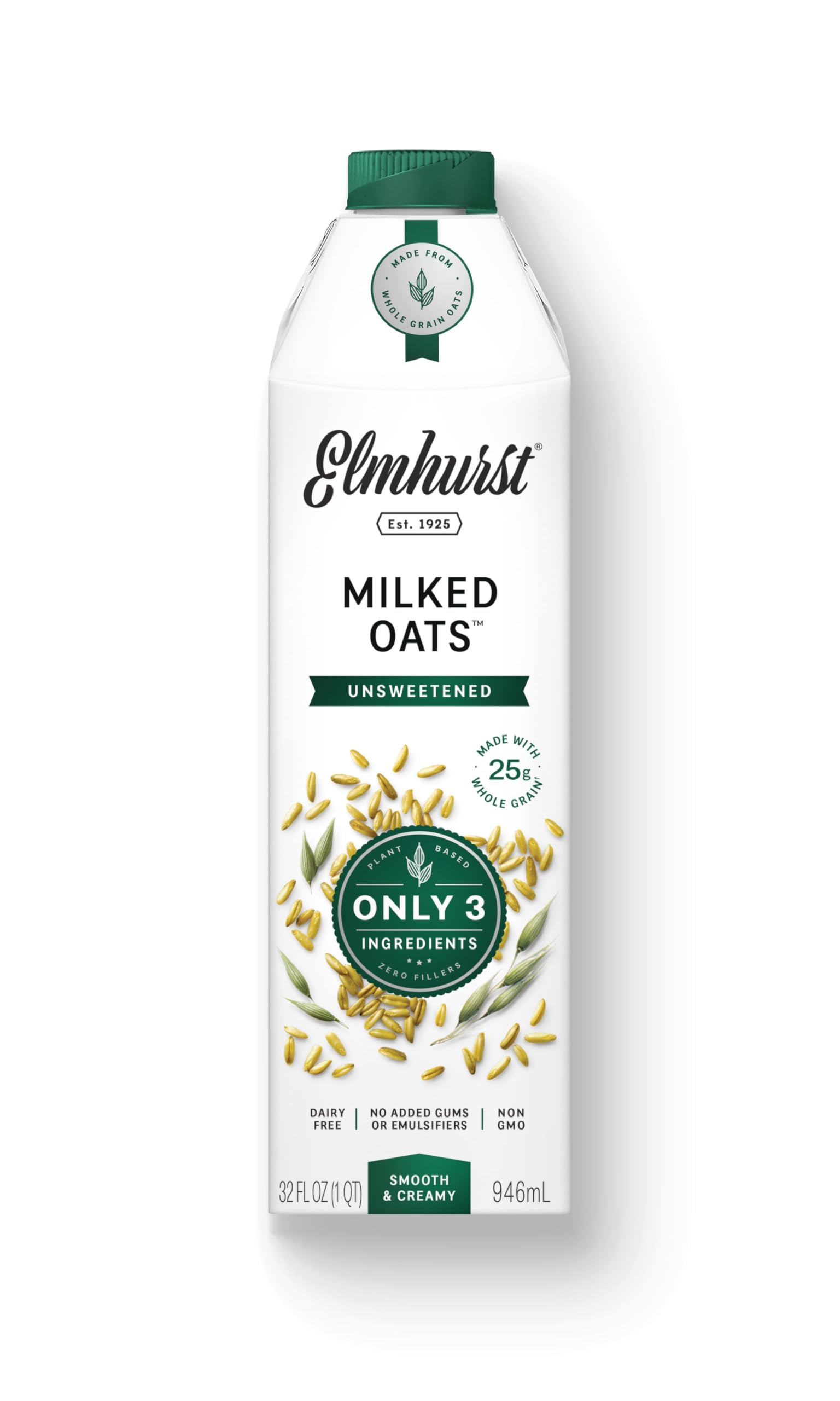 ELMHURST Unsweetened Oat Milk, 32 FZ