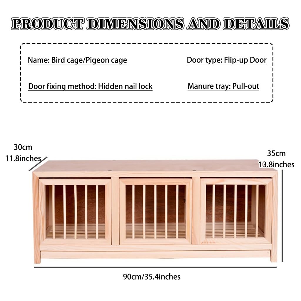Jaula Grande apilable para Palomas con 3 Puertas - Nido para Palomas mensajeras de Exterior, Cierre de Clavo Oculto, Bandeja extraíble para excrementos, 2 Piezas de Color Natural - Ideal par