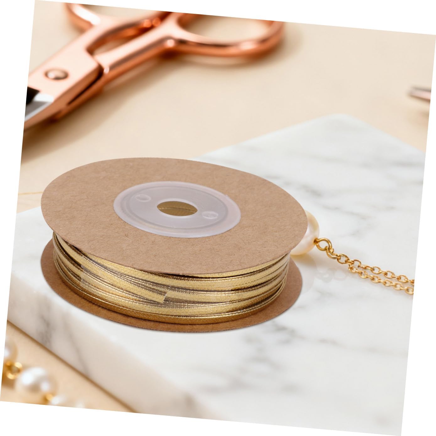 15m Braided Leather Rope Cord for DIY Handicrafts Gold Flat Leather Cord for Jewelry Making for Bracelets and Necklaces for Birthday and Valentine