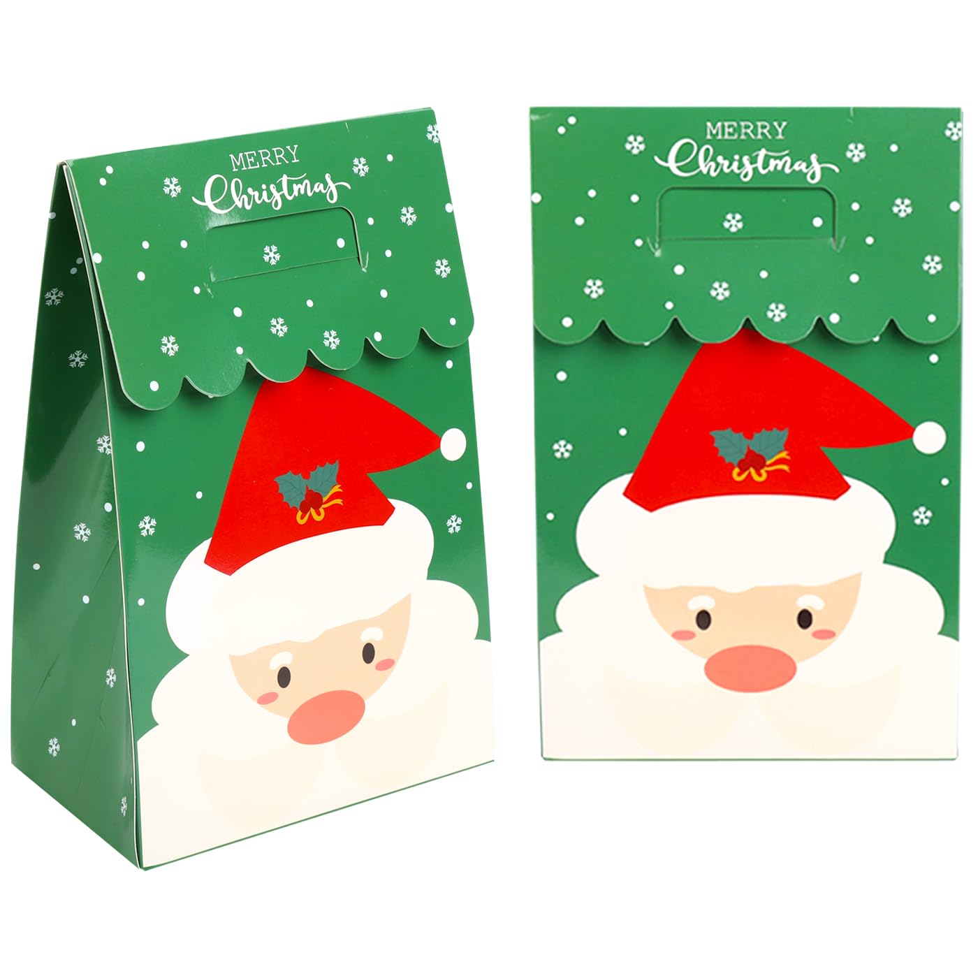 Photo 1 of 12 Pieces Mini Christmas Party Favor Boxes Gift Bags, Small Gift Boxes Xmas Treats Party Favors (5.5 * 3.5 * 8.5 IN, Greener) 5.5*3.5*8.5 IN Greener