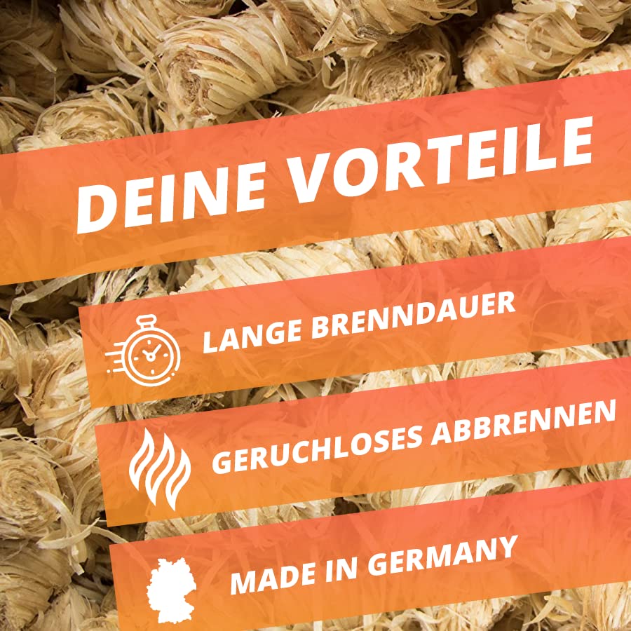 Ambideluxe Holzwolle Anzünder Kaminanzünder Ofenanzünder Grillanzünder Feueranzünder - Naturprodukt aus Wachs und… - Image 4
