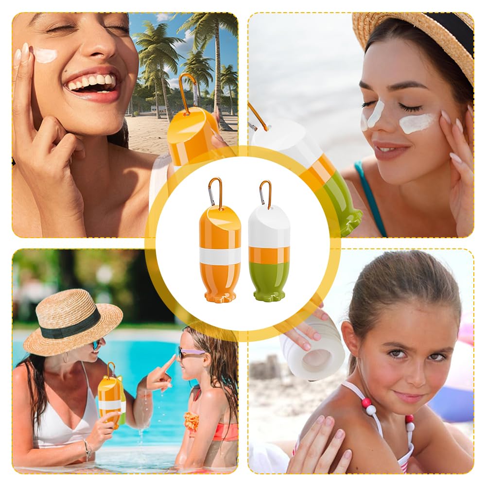 Applicatore Crema Solare, 2PCS Sunscreen Applicator, Applicatore Crema Solare Bambini, Applicatore Di CremaSolare Ricaricabile Roll On, Applicatore Solare Per Bambini E Adulti, 100ml