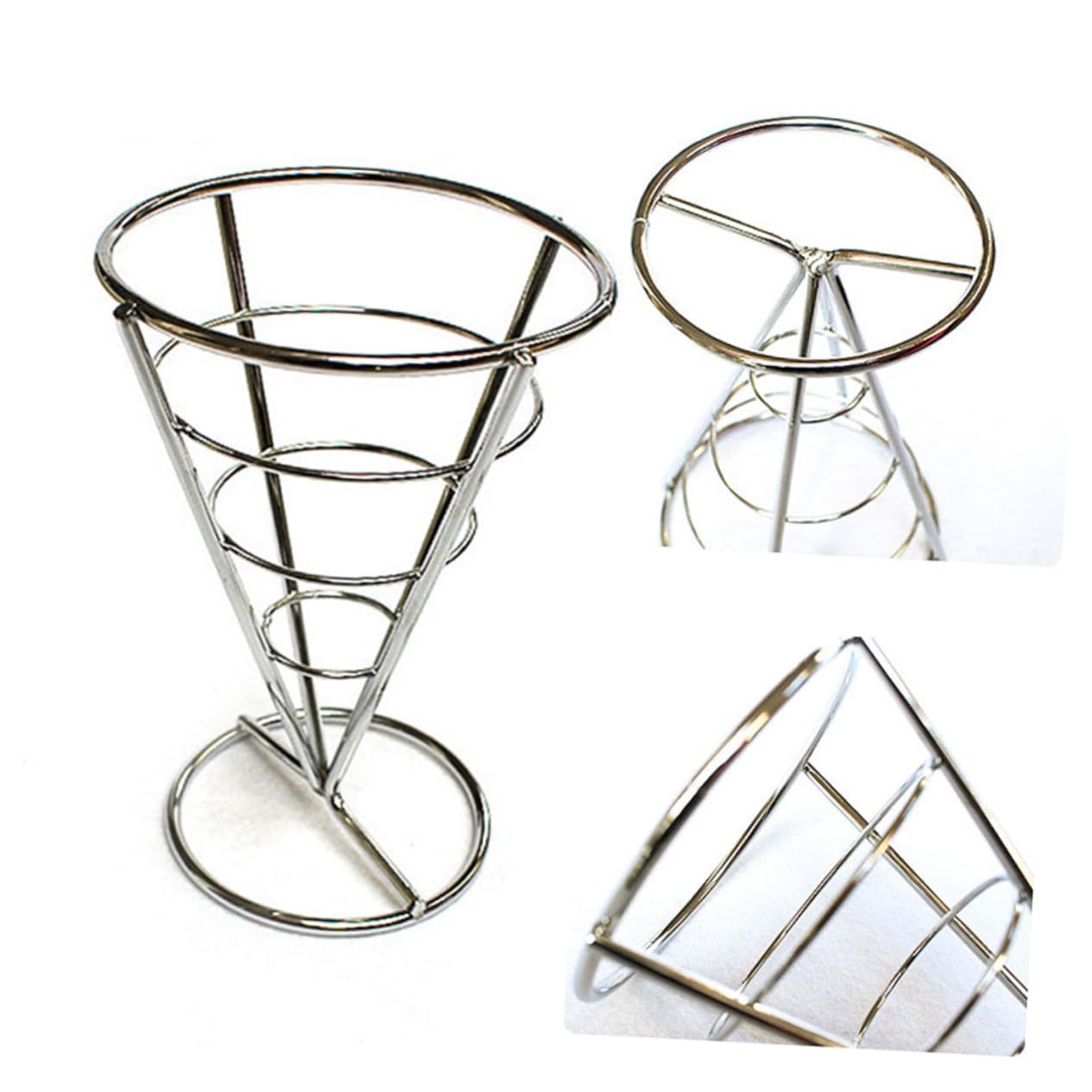 SOLUSTRE Fries Stand Holder with Sauce Dipper Cone Basket Design for French Fry Chips for Home Kitchen Parties Restaurants Construction