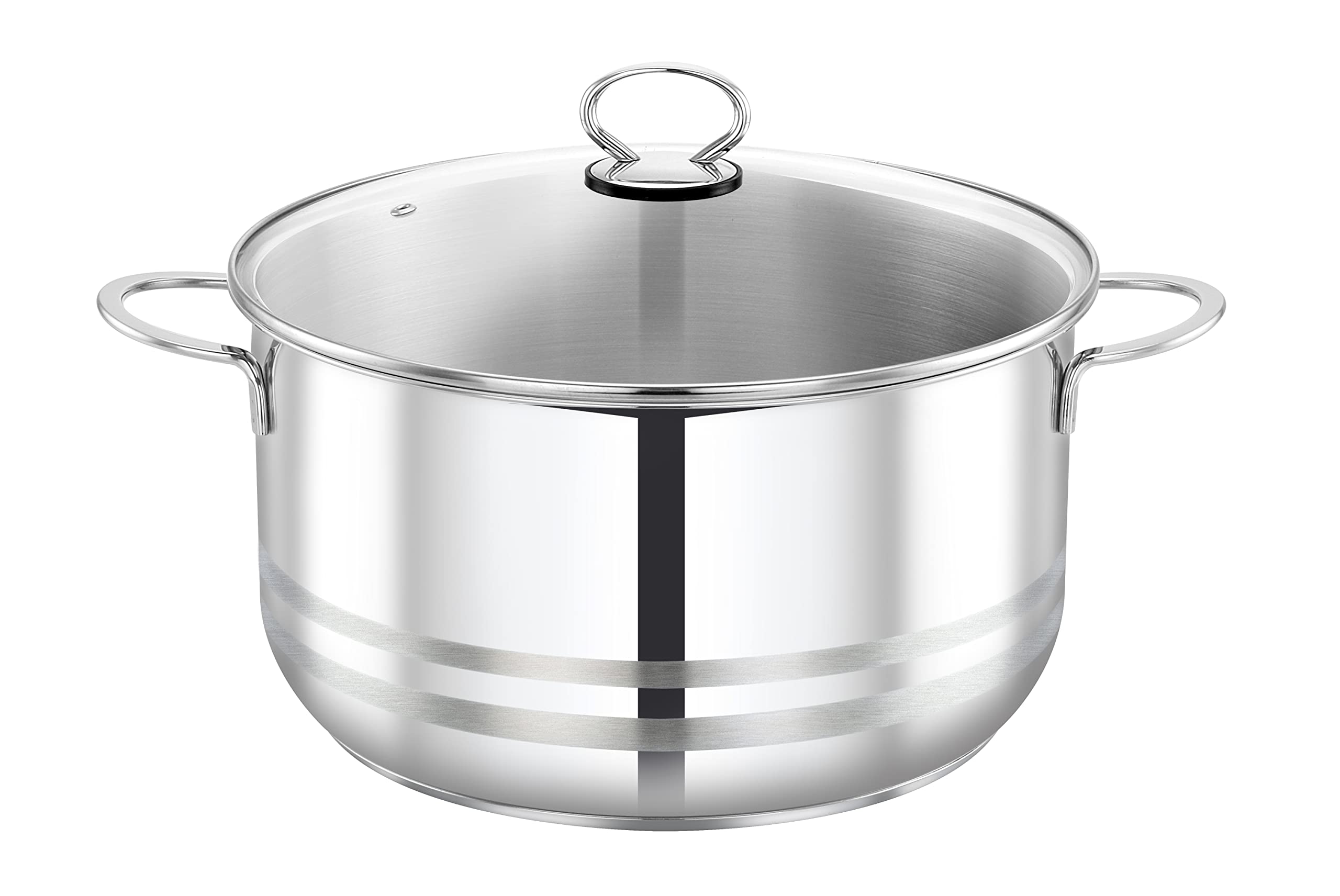 Prestige Stainless Steel Casserole With Glass Lid, Induction Compatible Casserole, Silver 3.3Ltr. 20 cm18/10 20CM PR81142