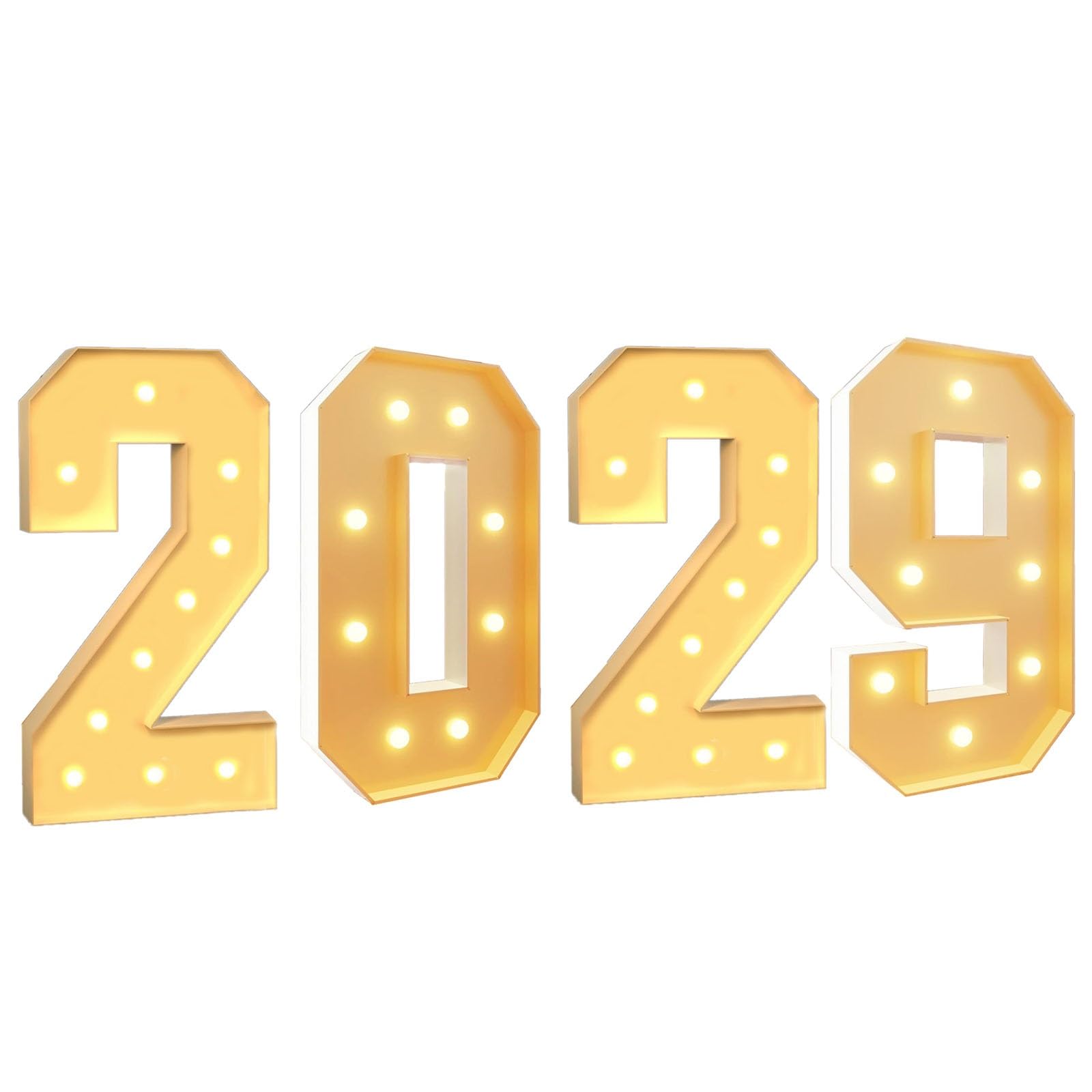 28in/40in/48in Duże numery mozaikowe Dekoracje na ukończenie szkoły Wstępnie wycięte ramki Zestaw podświetlanych numerów Numer na przyjęcie z okazji ukończenia szkoły(2029,70CM/2.3FT)