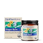 Motherlove Diaper Balm (4 oz) Organic Herbal Diaper Rash Cream-Cloth diaper Safe, Zinc Oxide- & Petroleum-Free