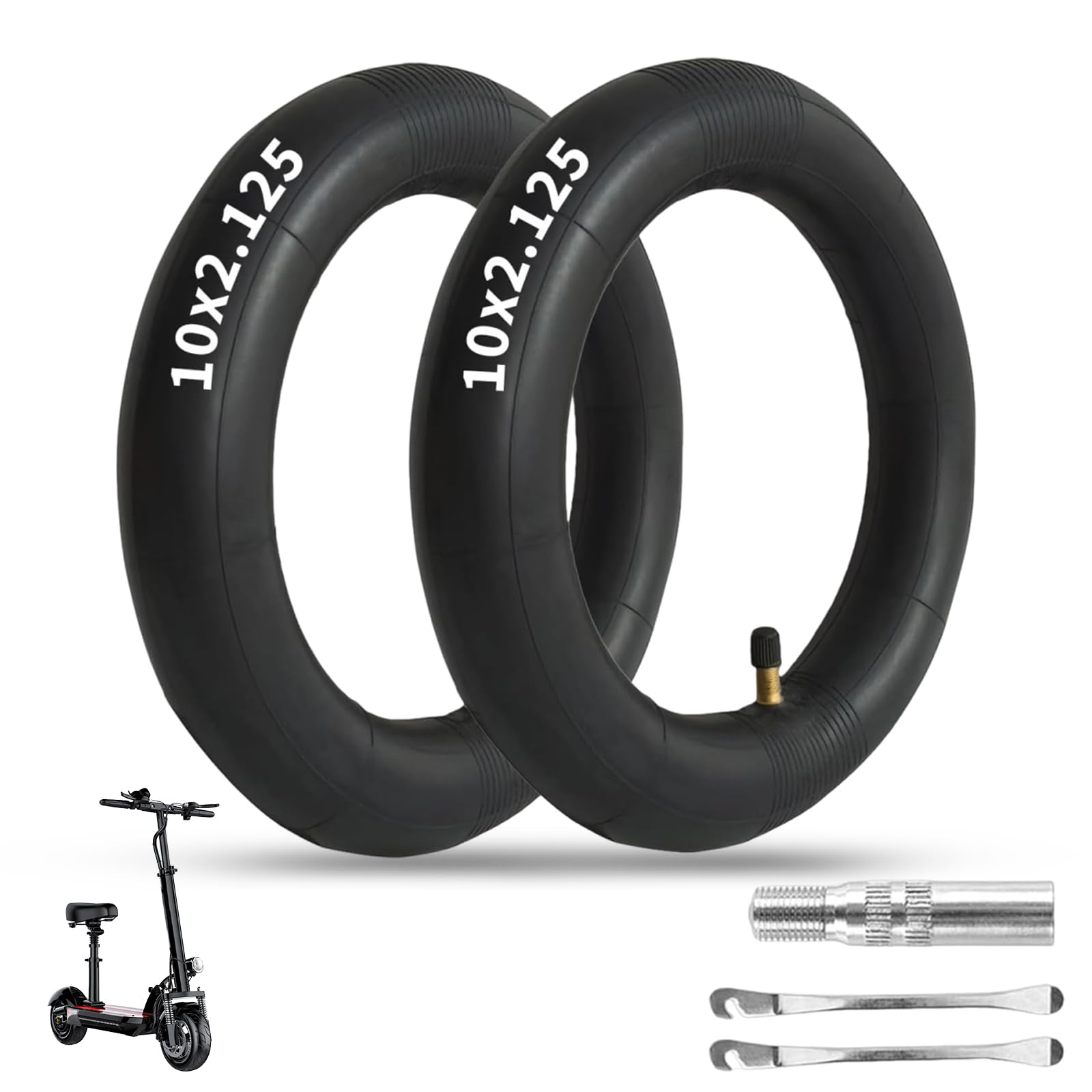 2 Stück 10x2.125 E-Scooter Schlauch, Ersatzschlauch für Xiaomi E Scooter 4/4 Pro, Kinderwagen, Kinderfahrrad & Baby Jogger, 10 Zoll Verdickter Reifenschlauch, Verschleißfest & Stoßdämpfend