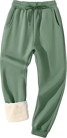Flygo Men's Fleece Lined Sherpa Sweatpants Winter Warm Pants Jogger Lounge Athletic Pant with Pockets