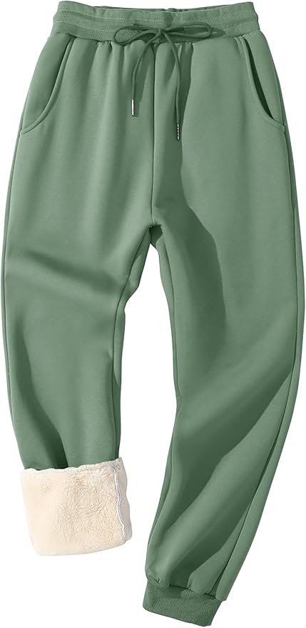 Flygo Men's Fleece Lined Sherpa Sweatpants Winter Warm Pants Jogger Lounge Athletic Pant with Pockets