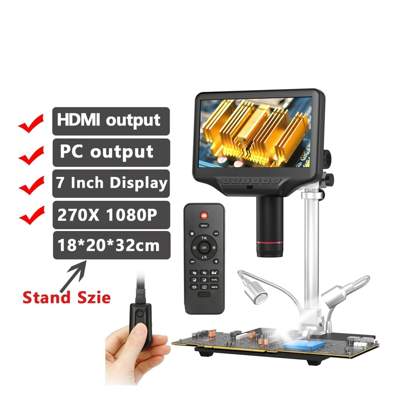 Mikroskop dla dorosłych dzieci, Mikroskop 7-calowy Wyświetlacz LCD Mikroskopy Przemysłowe Cyfrowa Elektroniczna Konserwacja Szkło Powiększające 270X dla dzieci uczniów dom szkoła laboratorium