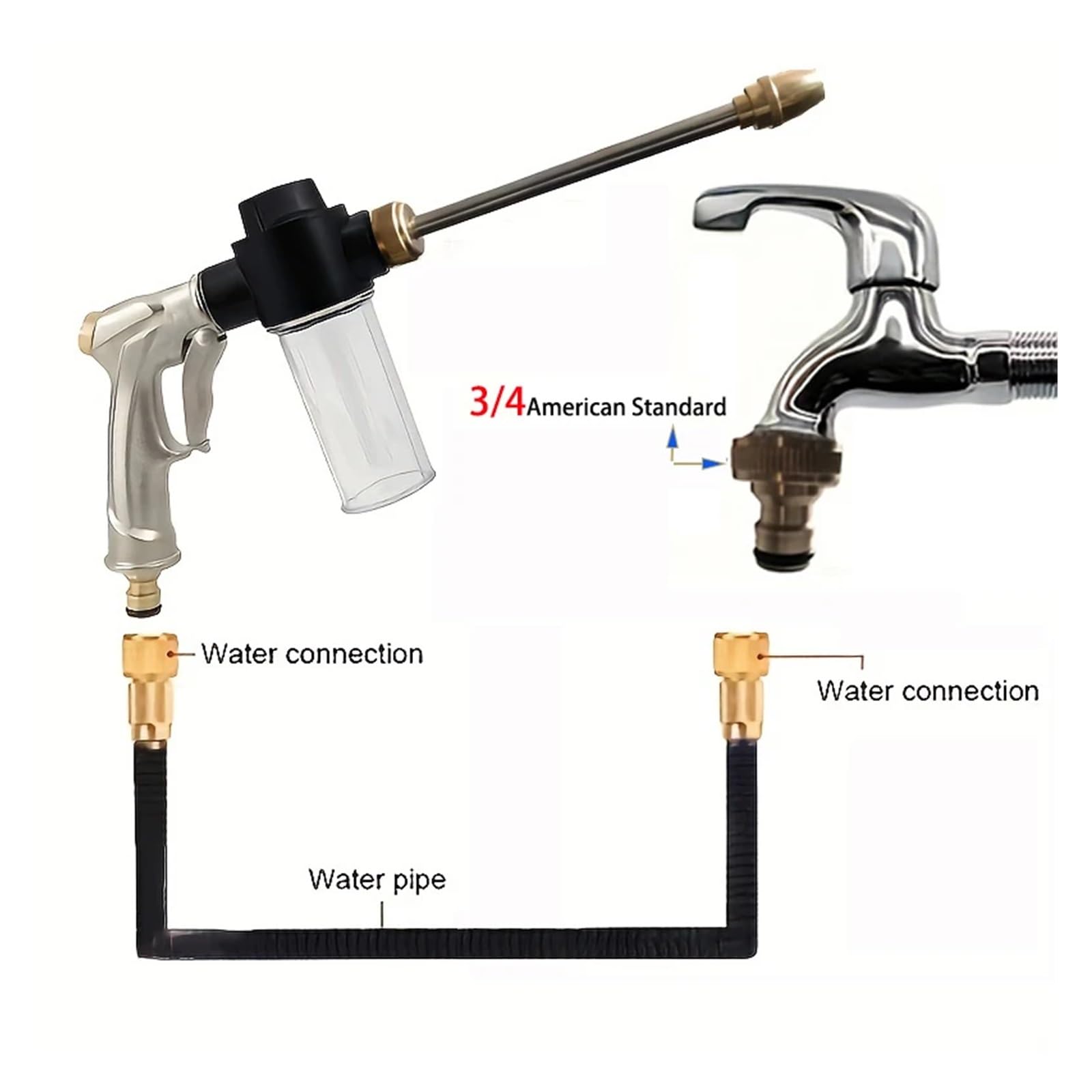 Manguera de jardín Extensible, Conector bimetálico, Manguera Extensible de Alta presión para riego de Jardines/Agricultura/Lavado de Coches (38 Metros)