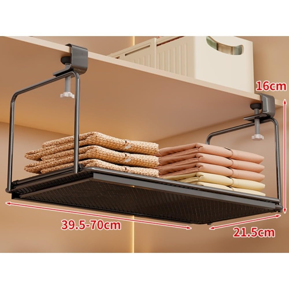 Organizador ajustable para colgar en el armario, ahorra espacio, de hierro, se extiende de 39,5 a 70 cm, color blanco
