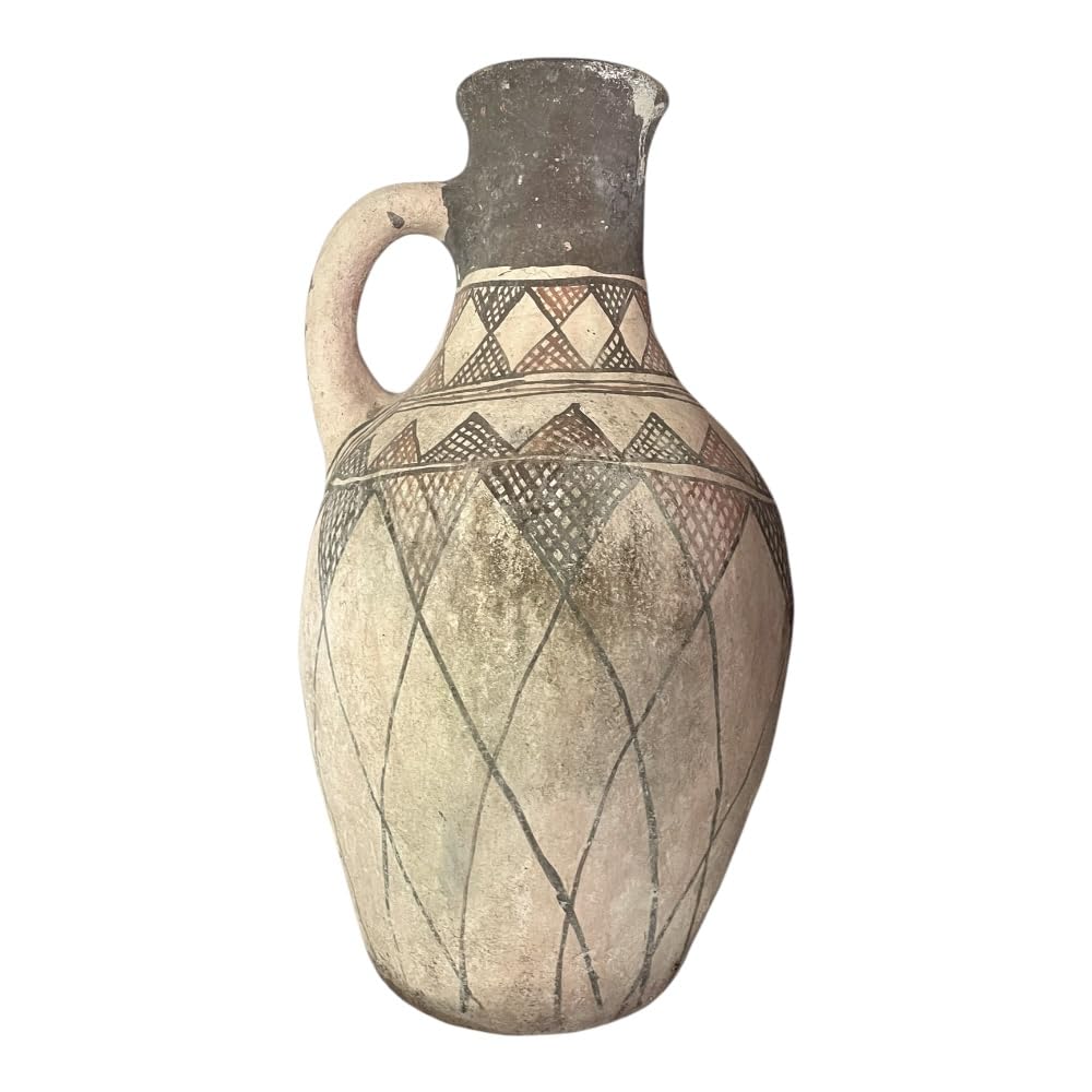 Vaso Anfora Berbera Marocchina in Terracotta Realizzata a Mano, Anfora Decorativa Artigianale, Stile Etnico per Arredo Casa, Vaso da Pavimento 42 cm