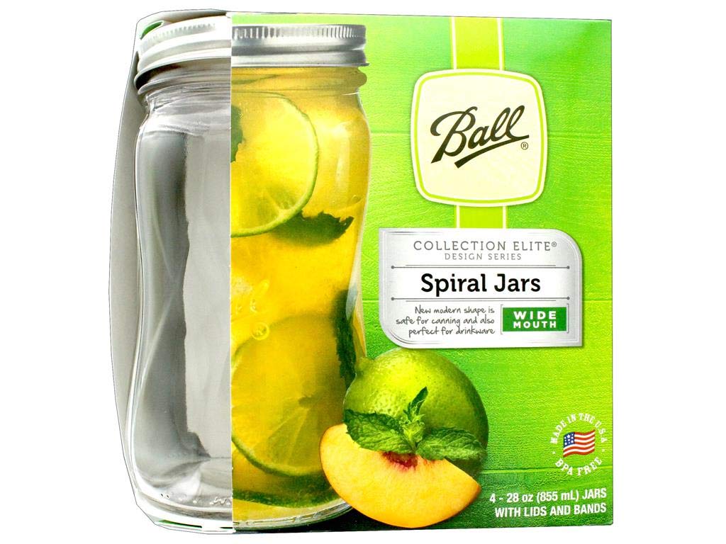 Ball Elite Collection Design Series Spiral Canning Jars, Wide Mouth, 28 Ounce (Set of 4)