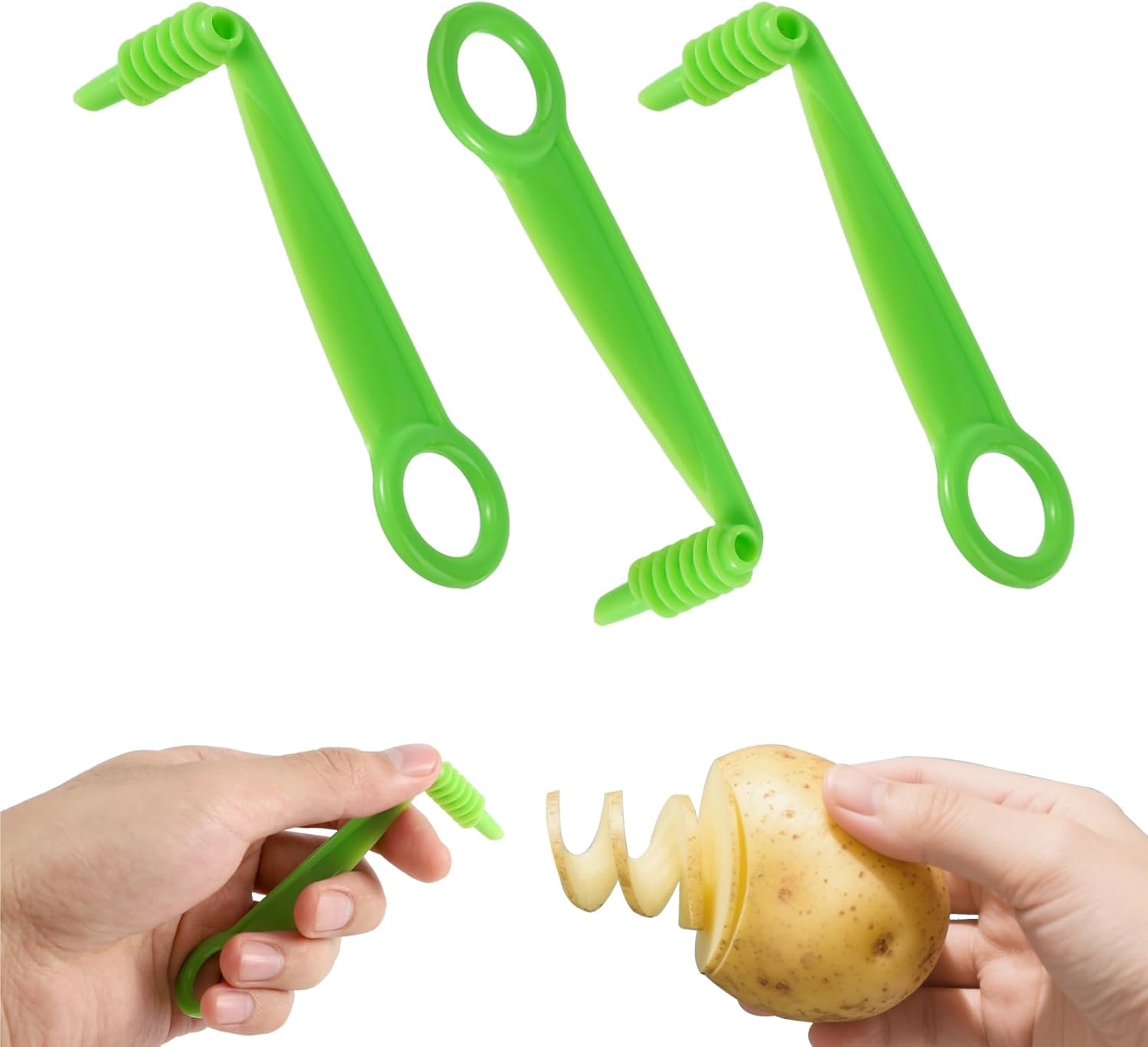 3pcs Manual Spiral Screw Slicer Peeler, Plastic Portable Vegetable Spiral Knives Blade Cutter Hand Tool Kitchen Accessories Gadget for Creative Pattern of Cucumber Potato Carrot Fruit (Green) 3pcs Manual Spiral Screw Slicer Peeler, Plastic Portable Vegetable Spiral Knives Blade Cutter Hand Tool Kitchen Accessories Gadget for Creative Pattern of Cucumber Potato Carrot Fruit (Green)