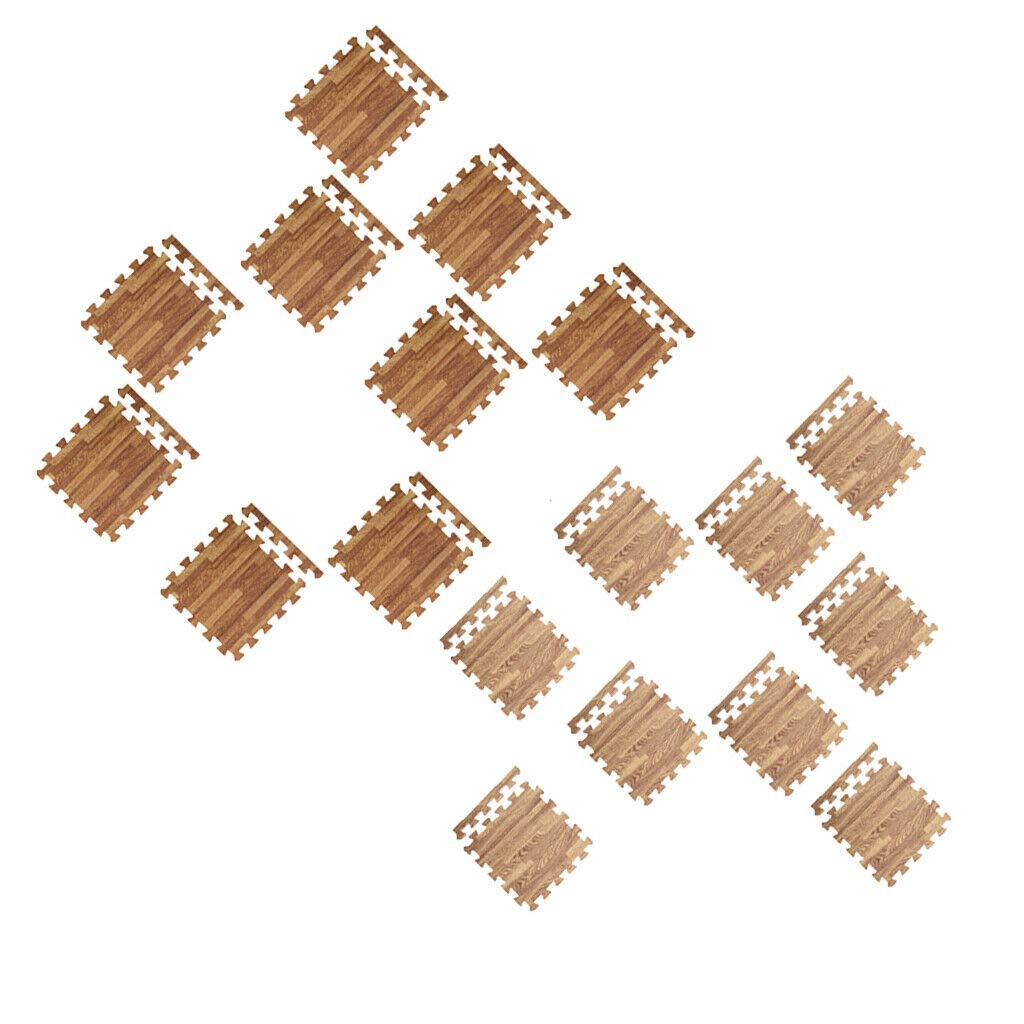18 Pcs Wood Grain Effect Interlocking Floor Tiles Mat Foam