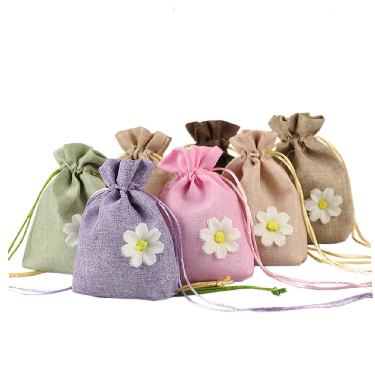 BCOATH 12 Pack of Drawstring Sachet Bags Empty Pouches for Lavender Tea Spice Flower Design